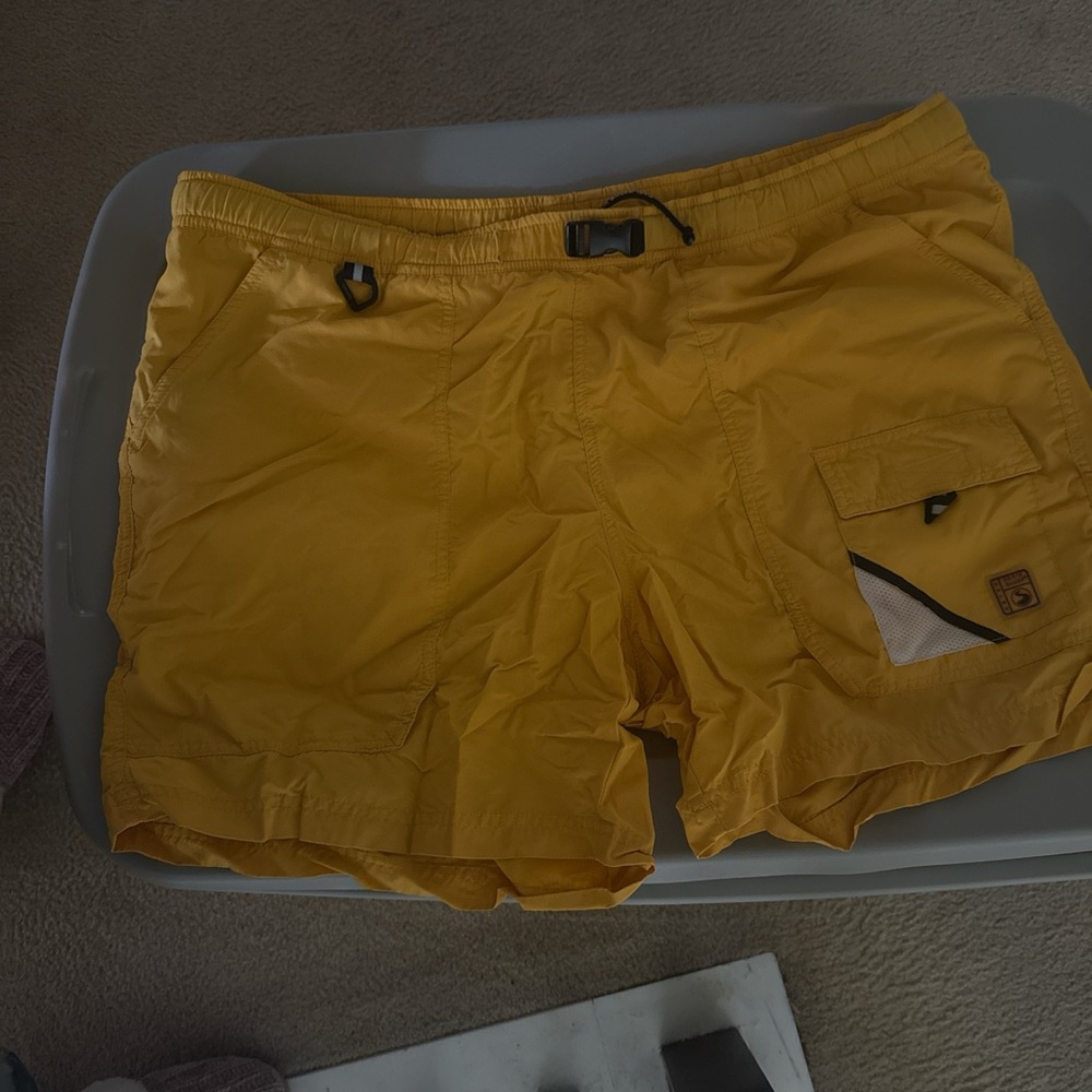 Vintage Eddie Bauer Swim Trunks Yellow Solid 90's Men's
